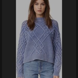 Wildfox Original Perf Sweater Faded Monday Blues Pom Pom